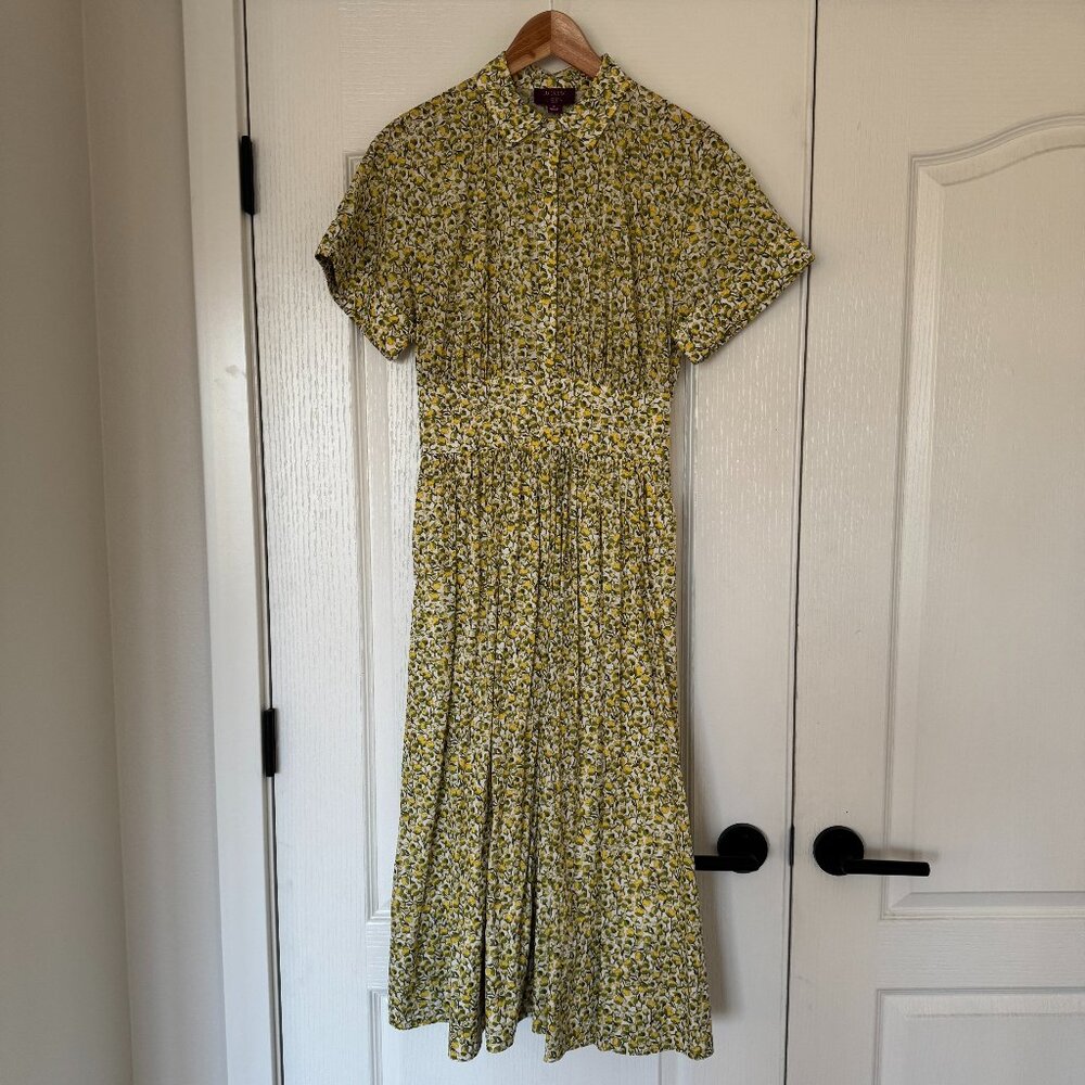 J.Crew Fitted-waist shirt-dress in Liberty® Eliza's Yellow fabric